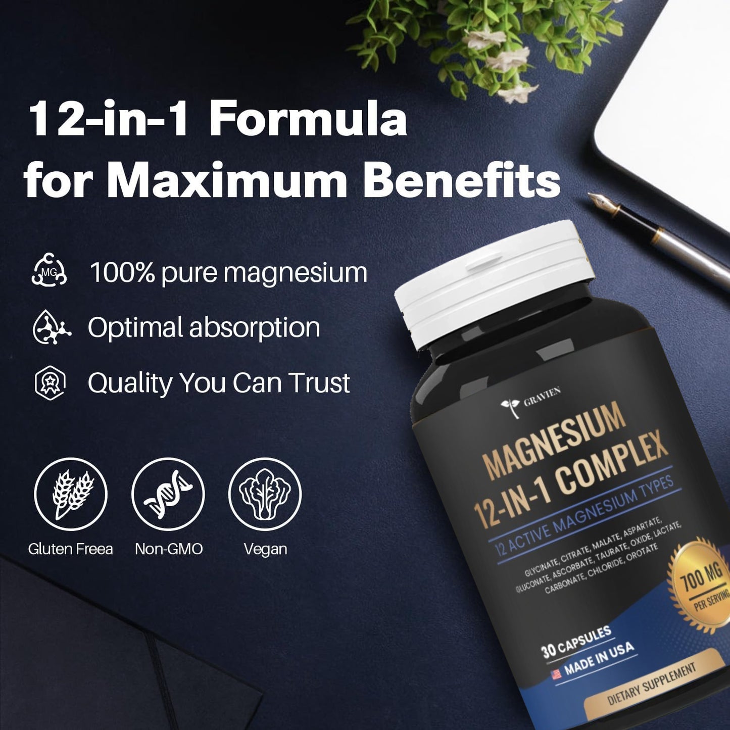 12 in 1 Magnesium Capsules 700mg